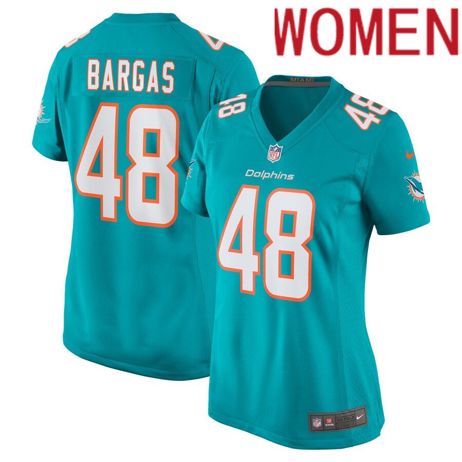 Women Miami Dolphins 48 Jake Bargas Nike Aqua Home Game Player NFL Jersey